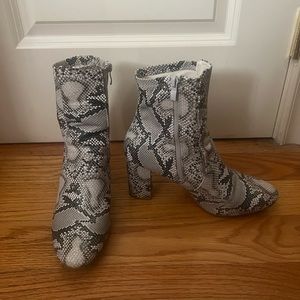 Snake print booties